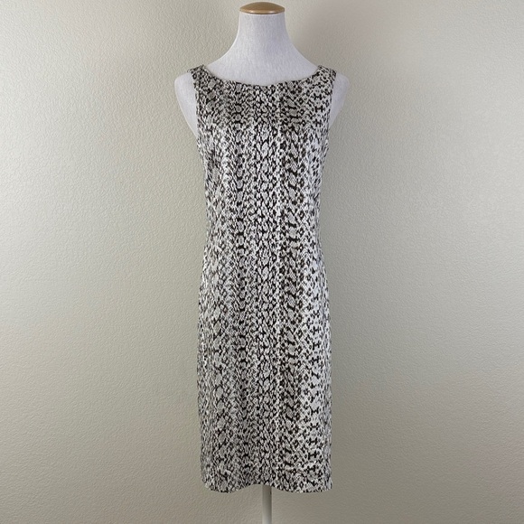 Max Mara Snake Print Elegant Brown and White Patterned Dress Size 6 - Picture 1 of 9